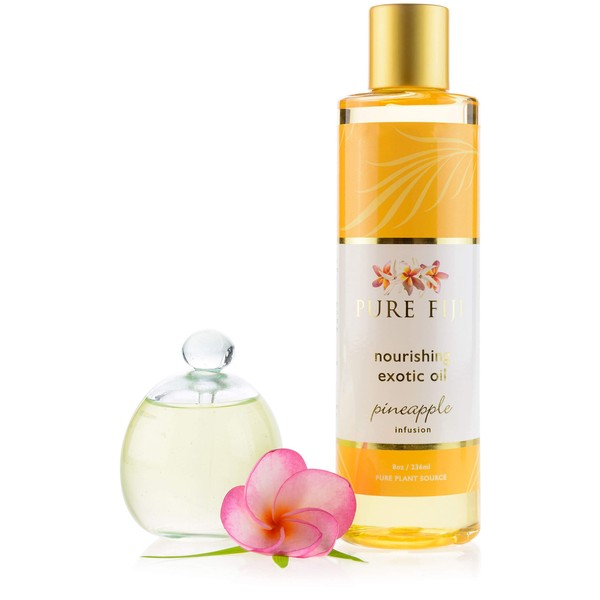 PURE FIJI Nourishing Exotic Oil - Natural Coconut Oil for Bath & SPA with Vitamin E - Body Oil, Massage Oil, Pineapple, 8oz