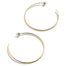 BaubleBar Dalilah Thin Gold-Plated Hoop Earrings - Lightweight, Hypoallergenic Small Gold Hoops with Post Back Closure, Thin Open Hoop Earrings, Dainty Gold Hoops for Women, Large 46mm