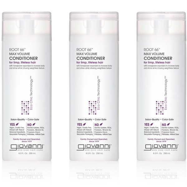 GIOVANNI Max Volume Conditioner - Conditioner for Fine Hair, Helps Strengthen & Protect Fine, Lifeless Hair, Volumizing Conditioner, Infused with Natural Botanical Ingredients - 8.5 Fl Oz (4 Pack)