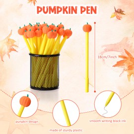 Maitys 48 Pcs Fall Pumpkin Sticky Notes and Pens Set Thanksgiving Pumpkin Self Stick Note Pads Ballpoint Pens Classroom Gifts Fall Party Favors for Autumn Harvest Office School Supplies(Orange)