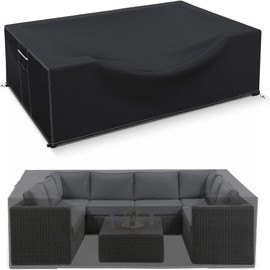 HIGHTQURO Patio Furniture Covers Waterproof, Heavy Duty 600D Outdoor Furniture Covers for Outdoor Dining Table and Chair,Tear Resistance and Anti-UV, Black,74"L x 47"W x 28"H