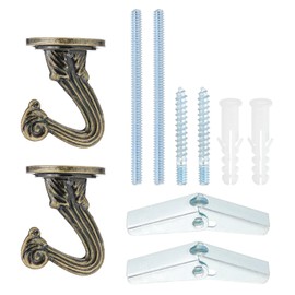 PATIKIL Swag Hooks, 2 Pcs Heavy Duty Ceiling Hooks with Hardware Installation Wall Fixing Ceiling Hangers for Hanging Plants Chandeliers, Bronze