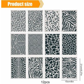 Drawing Painting Stencils 12 Pieces Leopard Painting Stencils Leopard Print Stencils Set Reusable Plastic Stencils for Furniture Wall Design Scrapbooking Craft Decoration