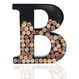 Made Easy Kit Metal Letter Wine Cork Keepsake Saver & Holder Monogram w/Free Wall Mount Kit A-Z (Letter B, Large)
