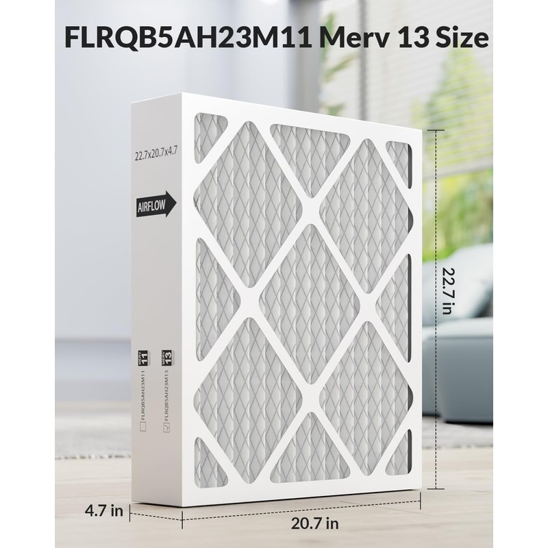 welnek FLRQB5AH23M11 22.7x20.7x4.7 Air Filter Merv 13, Compatible with trane
