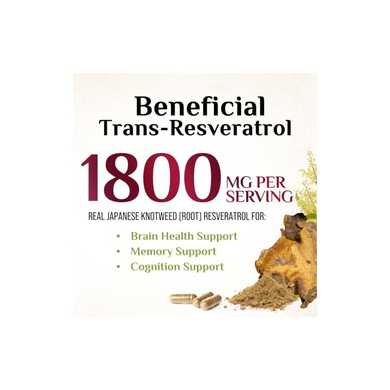 Nature's Nutrition - Resveratrol 1800mg - Suplemento Antioxidante, 120 Cápsulas