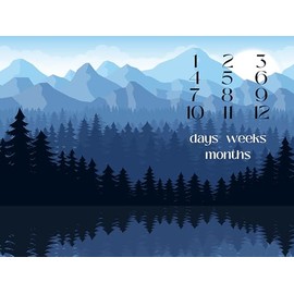 Blue Mountains & Trees Days, Weeks, Months Milestone Blanket, Boy Baby Blanket, Baby Blanket Boys, Weekly Growth Tracker, Baby Blanket (50" x 60")