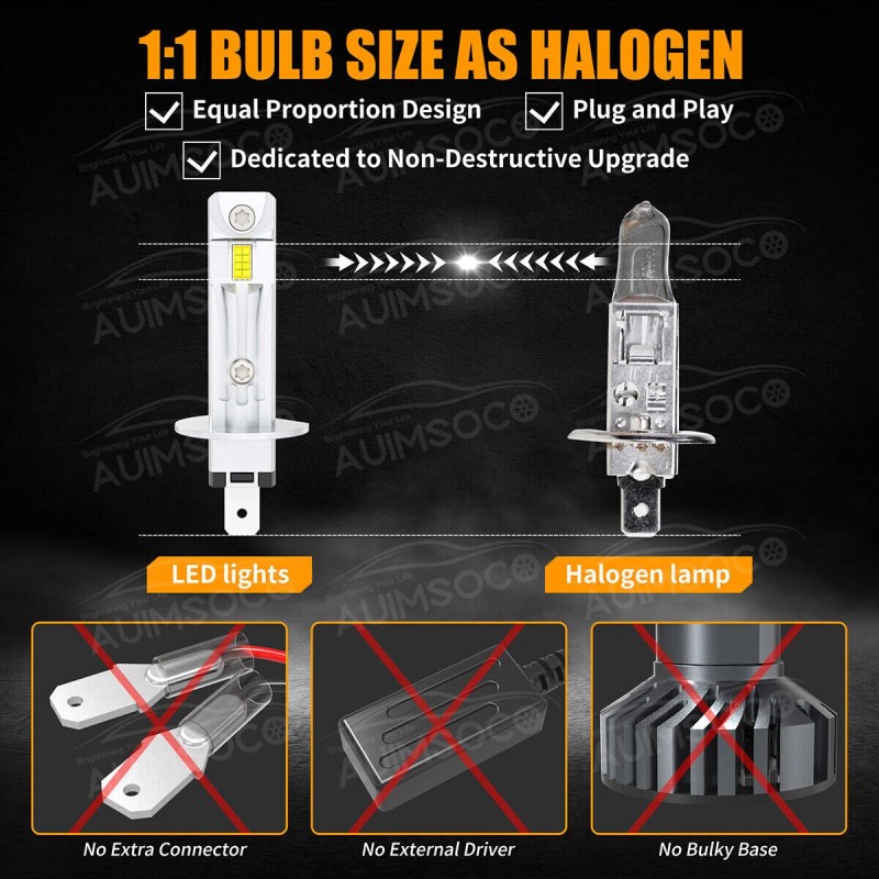 AUIMSOCO H1 LED Headlights Bulbs Kit High or Low Beam