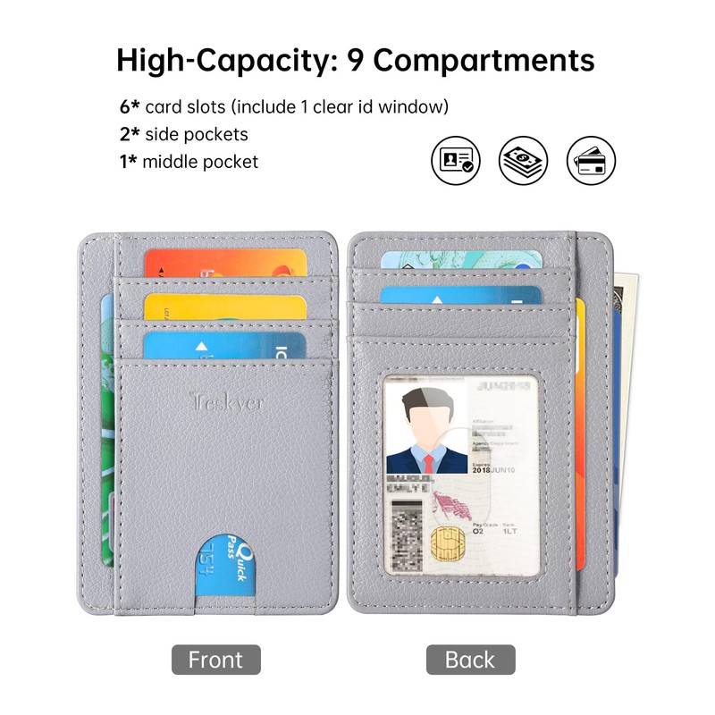 Teskyer Mini Wallet Men's Small Card Case, PU Leather Slim