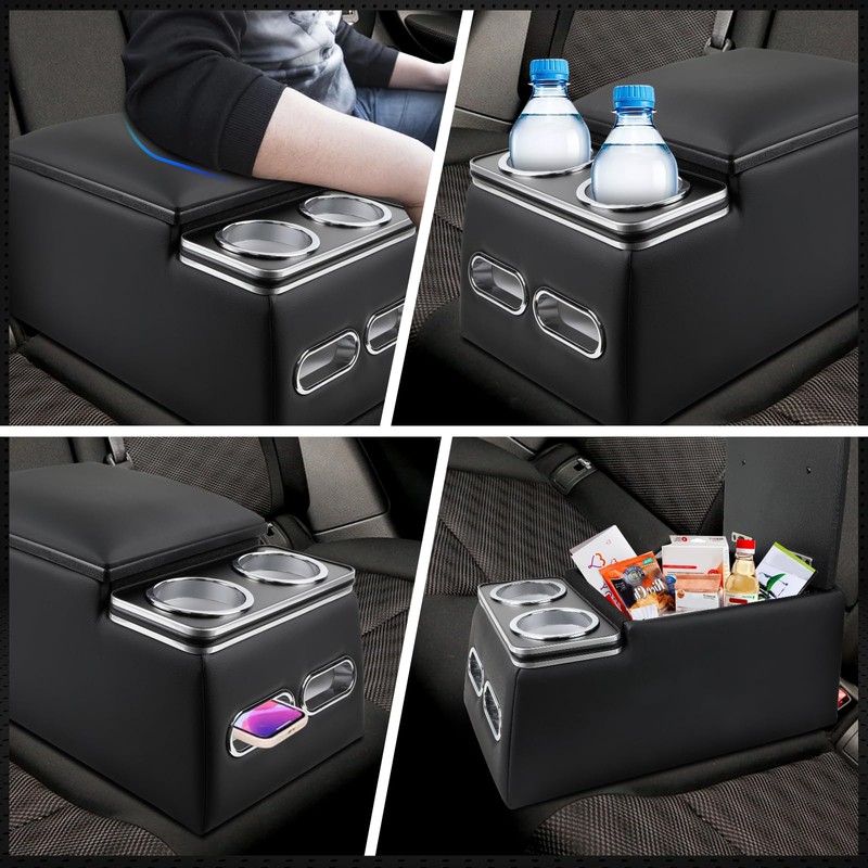 Universal Car Center Console Organizer with Cup Holder& Phone Holder,