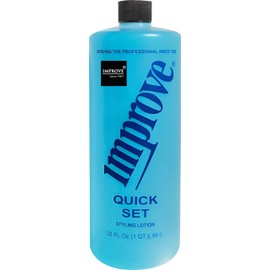 Improve Gabel’s Styling Lotion/Hair Spray (32oz) Quick Set (Blue-Light Hold) Manufacturer Direct has logo in black label on the bottle