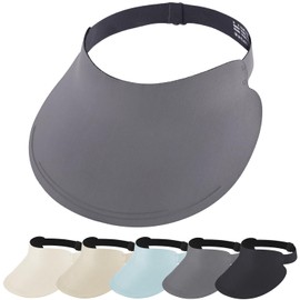 EINSKEY Women's Wide Brim Sun Visor, UPF50+ Seamless Ponytail Hat Packable Quick Dry for Sports Golf Tennis Running Beach Dark Grey