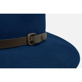 Borges & Scott Premium Lewis - Wide Brim Fedora Hat - 100% Wool Felt - Water Resistant - Leather Band - Dark Teal - 60cm (L)