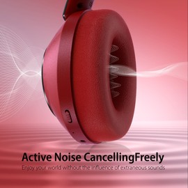 Rebocico Active Noise Cancelling Headphones, 100H Playtime Headphones Wireless Bluetooth, Wireless Headphones with Microphone, Over- Ear Wireless Headphones with Deep Bass,Fast Charging