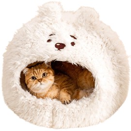 Animal Design Pet Bed Cat Dog Bed for Indoor Cats Pet Tent Cave with Removable Cushion Plush Half-Enclosed Warm House for Cats Small Dogs Kitten Puppy Sleeping (Alpacas,Large)