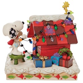 Enesco Jim Shore Peanuts Snoopy and Woodstock - Figura Decorativa de la casa del Perro, 5.12 Pulgadas, Multicolor