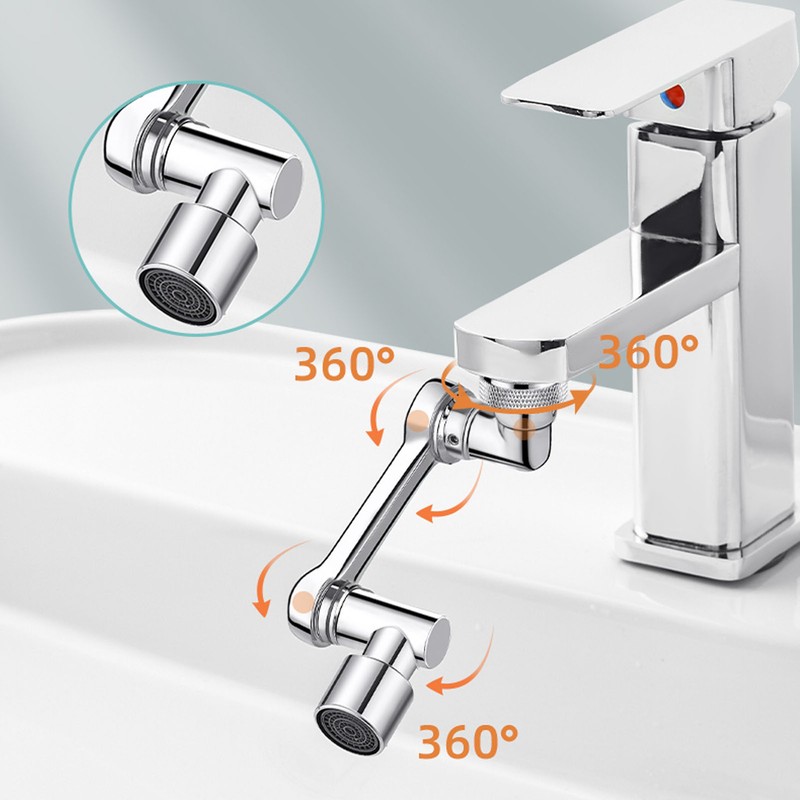Universal Faucet Extension Aerator 1080 Degree Rotating Robotic Arm Faucet