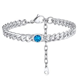 Anklet Cuban Link Women's Anklets Feet Bracelet for Women Foot Jewelry Silver Anklet Adjustable Anklet Cubic Zirconia Anklet Stainless Steel Birthstone Anklet Chain Sapphire Anklet