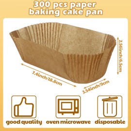 Skyygemm 300 Pcs Loaf Bread Baking Liners Disposable Paper Pan Liners 7.4 x 3.54 x 2.56 Inch Loaf Pan Liners Boat Shaped Brownie Muffin Cupcake Wrappers for Weddings Birthdays Baby Showers