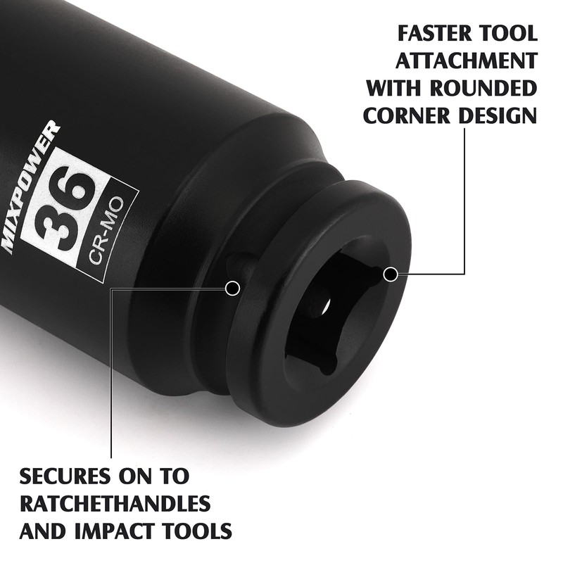 MIXPOWER 3/4" Drive Deep Impact Socket, 36mm, CR-MO, Metric, 6