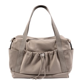 Vomgomfom 33L Soft Neoprene Tote Bag for Women with Zipper, Foldable Shoulder Bag With Trolley Sleeve, Overnight Bag for Travel, Work, Shopping,Khaki