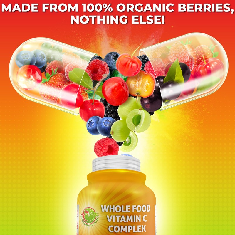 Whole Food Vitamin C Complex - 1450mg Organic Berries -