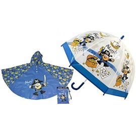Bugzz Kids Stuff Children's - Childs Clear PVC Dome Umbrella and Poncho Set (Pirate)