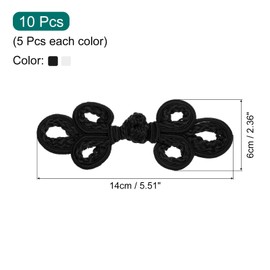 MECCANIXITY 10 piezas de nudos chinos con cierre de botones de rana, color negro y blanco, botones de costura, abrigos de costura, suéter de capa, traje de novia
