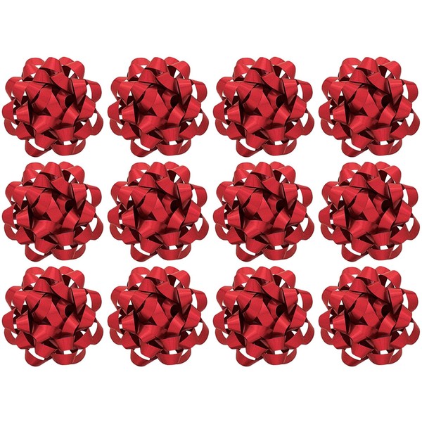 The Gift Wrap Company Decorative Glitterati Lotus Bows, Medium, Red, Pack of 12