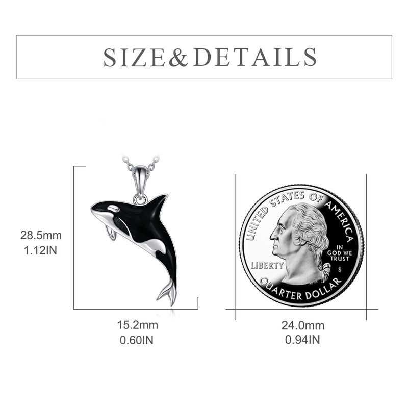 YFN Orca Killer Whale Necklace for Women Sterling Silver Orca