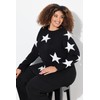 Ulla Popken Women's Glitter Stars Round Neck Raglan Long Sleeve