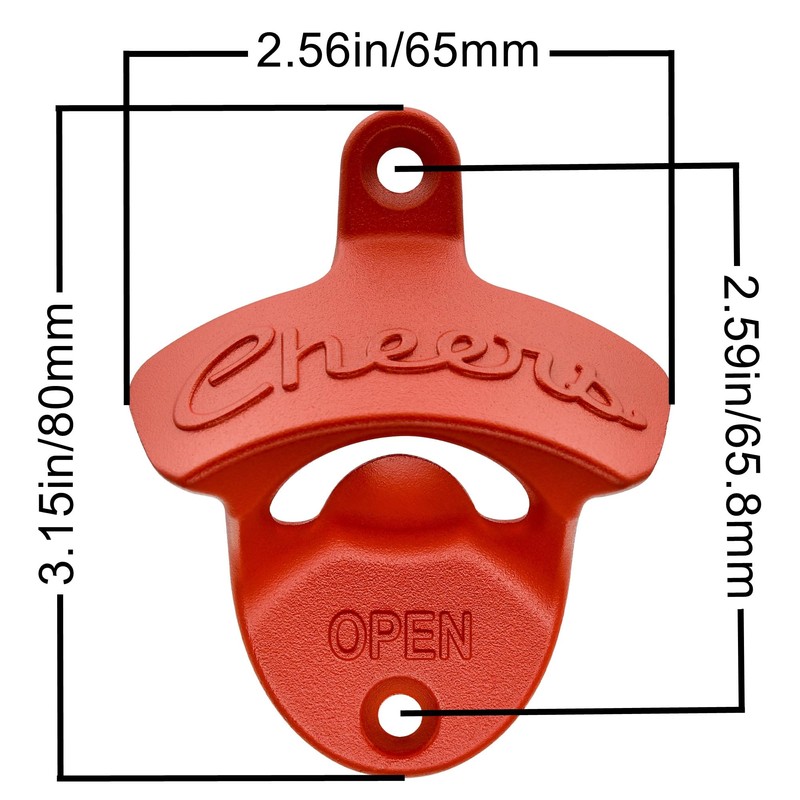 Luwanburg Red Cheers Bottle Opener Wall Mounted Magnetic Beer Cap