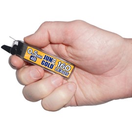 June Gold 640 Pieces, 0.5 mm 4B Lead Refills, 160 Pieces Per Dispenser, Fine Thickness, Break Resistant Lead/Graphite (Pack of 4 Dispensers)