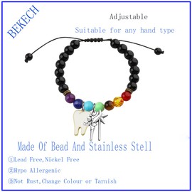 BEKECH Tooth Fairy Bracelet Tooth Fairy Jewelry Dentist Gift Tooth Bracelet First Lost Tooth Gift Tooth Fairy Gift (Black)