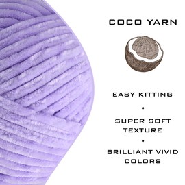 Velvet Yarn for Crocheting – CocoYarn - Chenille Chunky Yarn for Hand Knitting, Fluffy Soft Plush Amigurum Bulky Baby Blanket Yarn for Crochet 100g -131yds (5, Lilac-05)