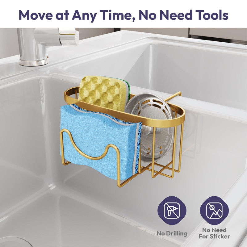 SWTYMIKI Sponge Holder for Kitchen Sink - Movable Kitchen Sink