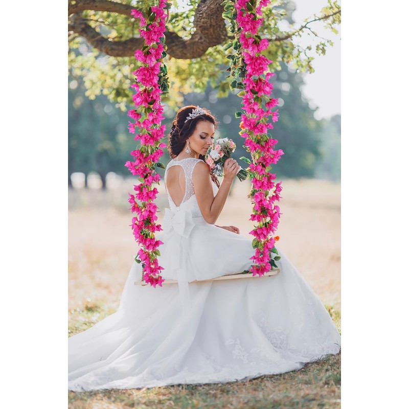 Artificial Bougainvillea Flowers Garland 2PCS 5.6FT/Piece Fake Silk Bougainvillea Vines