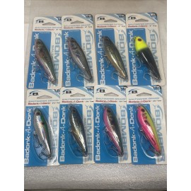BOMBER Lot Of (8) Bomber Badonk-A-Donk Topwater Lures, 3 1/2” and 4”, Saltwater