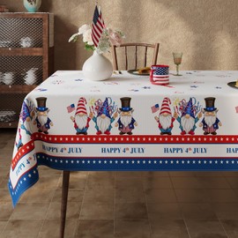 Esmorah 4th of July Tablecloth 60x84 Inch, Red White and Blue Independence Day Star Rectangular Table Cloth, American Memorial Day Patriotic Rectangle Washable Table Covers for Party Decorations