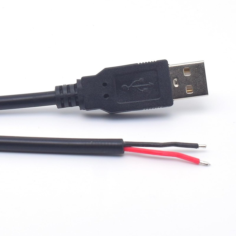 ELNONE 18AWG 2PCS USB 2 Wire Pigtail Cable,0.3M/1FT USB 2.0