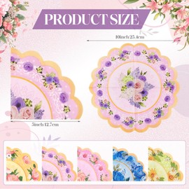 Nuogo 200 Pcs 3 Ply Floral Tea Party Napkins Disposable Vintage Flower Guest Napkin Scalloped Cocktail Dinner Dessert Paper Towels for Wedding Baby Shower Birthday Tea Party Supplies,5 Styles