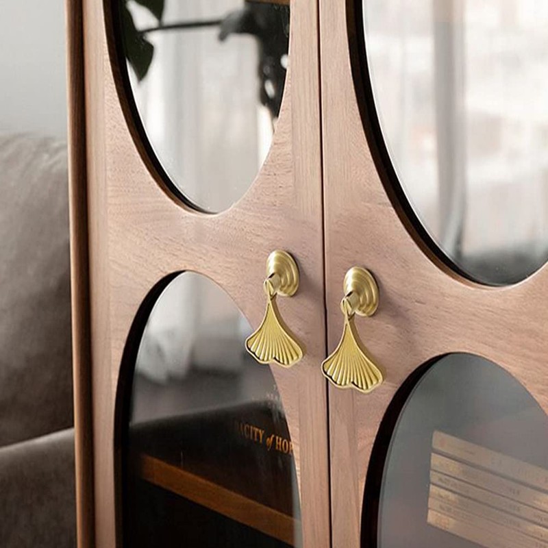 LLDYNW 4 pcs Ginkgo Leaf Knobs Leaf Shape Handles Zinc