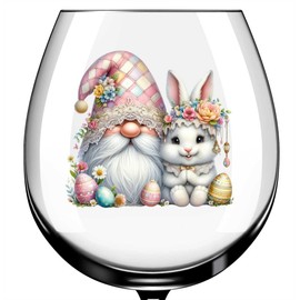 x12 Gnome Spring Easter Rabbit Glass Vinyl Decal Stickers Colour ol414