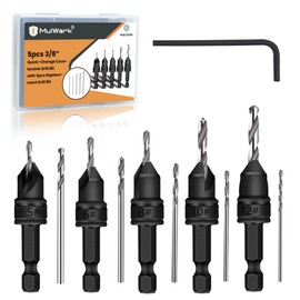 MulWark Countersink Drill Bit Set, 11 PCS Counter Sink Drill Bits Adjustable, #5, #6, #8, #10, #12, HSS Woodworking Drill Bit Set with 3/8" Quick-Change Shank and Storage Box– Christmas Edition Gift
