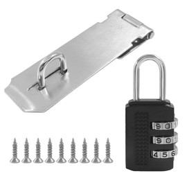 OSVJE 1 Pcs 304 Stainless Steel Door Locks Hasp Latch, 5 inch Safety Packlock Clasp Hasp Lock Latch, Hinge Lock Padlock for Gates, Doors, Cabinets, Closets and More（Silver）