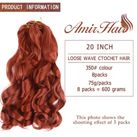 Amir Hair 8 packs French Curly Braiding Hair 20 Inch Loose Wave Braiding Hair Pre Stretched Synthetic Hair Extensions (350#)