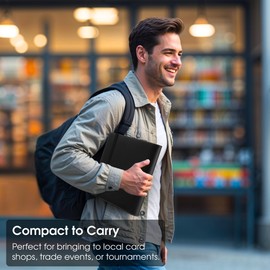 FORZAROCKET Toploader Binder 4-Pocket, PU Leather Trading Card Binder for TCG, MTG, Sports Cards - Collector Portfolio Album (Black)