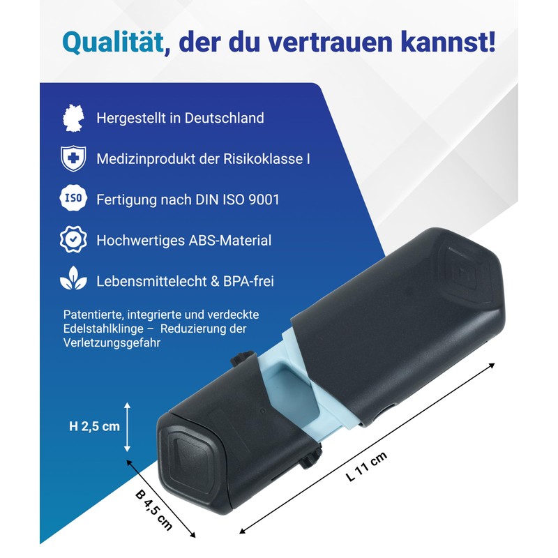 CINIBOX Tablettenteiler – für große & kleine Tabletten – Anthrazit