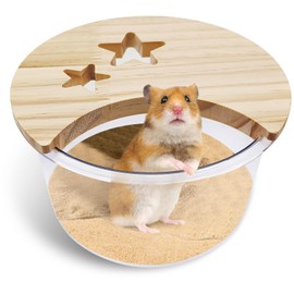 kathson Hamster Sand Bath Box Transparent Gerbil Bathroom & Digging Box Acrylic Guinea Pigs Litter Box Chinchilla Dust Bath Container Cage Accessories for Mice Hedgehog and Other Small Animal (Circle)