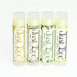 Just Bee Lip Balm (Peppermint, Honey, Citrus, Vanilla, 4 pack)